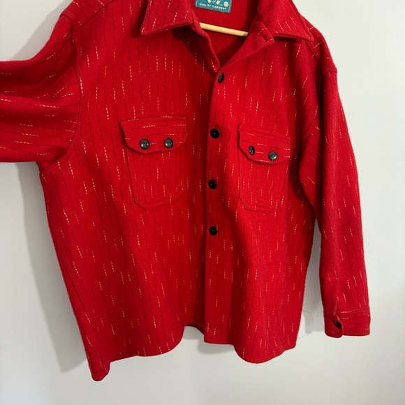 Vintage Buffalo Woolmaster Shacket Sz XL Red Rustic Work Jacket Wool Button Up - Picture 2 of 9